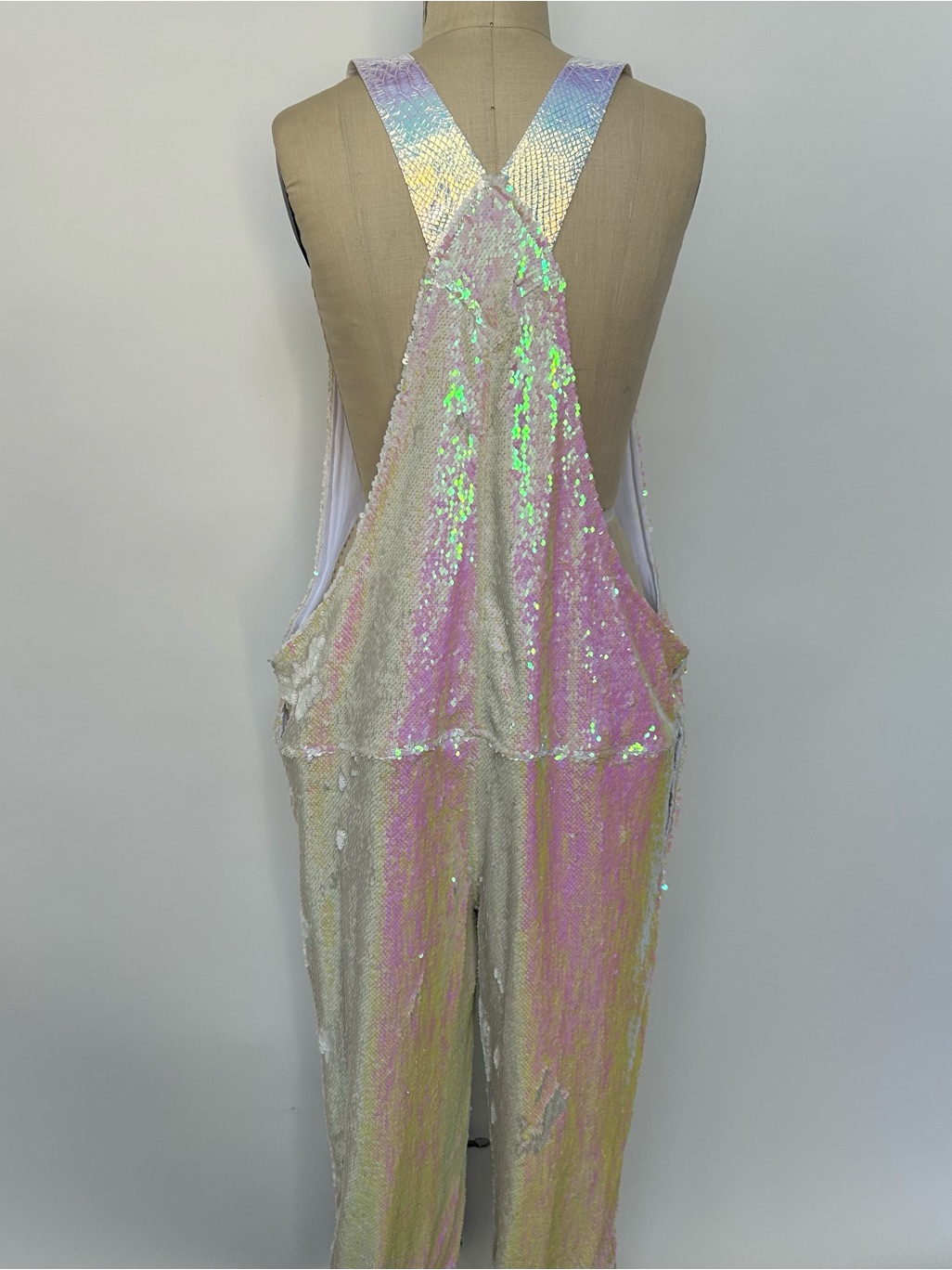Iridescent Sequin Overall Jumpsuit - Pink — image 5 of 7